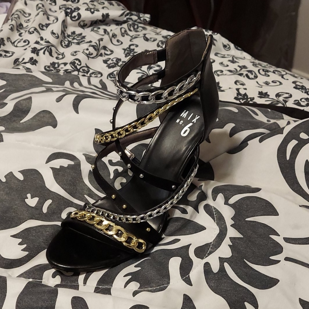 Gold and Silver linked stiletto heels